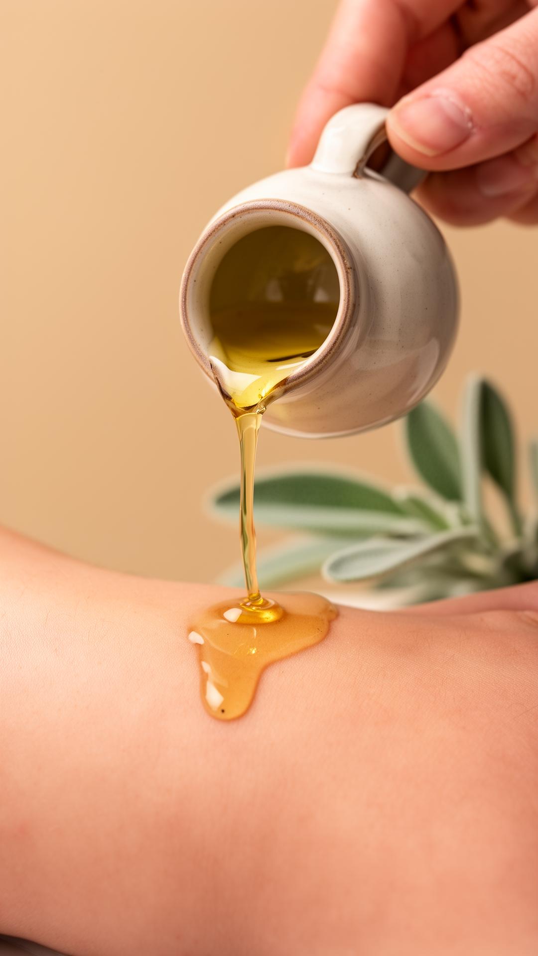 Warm aromatic oil poured at Modern Spa